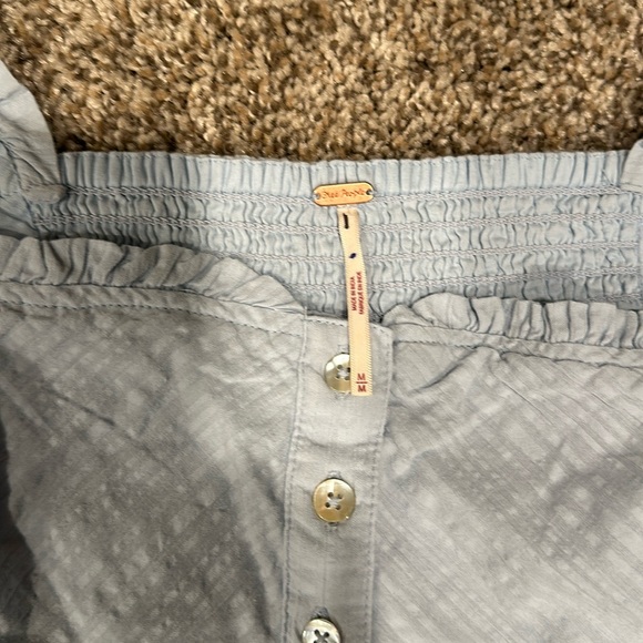 Free People Blue Leave It To Me Ruffled Peplum Babydoll Cropped Top - Picture 5 of 7